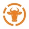 Bull chart, cow, livestock icon. Orange variant