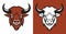 Bull colored logo line icons. Animal brand label. Buffalo vector illustration