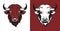 Bull colored logo line icons. Animal brand label. Buffalo vector illustration