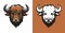 Bull colored logo line icons. Animal brand label. Buffalo vector illustration