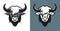 Bull colored logo line icons. Animal brand label. Buffalo vector illustration