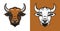 Bull colored logo line icons. Animal brand label. Buffalo vector illustration