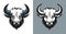 Bull colored logo line icons. Animal brand label. Buffalo vector illustration