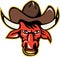 Bull Cowboy Head Front Retro