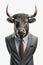 Bull dressed in a formal business suit, created with generative AI