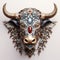 A bull face made of beautiful gemstones. Wildlife Animals. Illustration, Generative AI