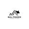 Bull finance logo with strip line art style