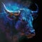 Bull head on black background. Market, crypto currency or stocks trading concept. AI