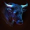 Bull head on black background. Market, crypto currency or stocks trading concept. AI