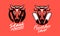 Bull head logo. Steak, beef meat emblems for design of menu restaurant, butcher shop