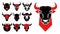 Bull head mascot collection, black and red, logo set
