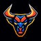 Bull head mascot logo design vector illustration isolated on black background for t-shirt Generative AI