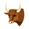 Bull head realistic icon profile view on brown muscular cow