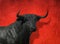 Bull head with red background