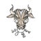 Bull head steampunk colorized symbol of 2021 year cartoon