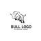 bull logo jumping illustration design template vector