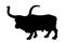 Bull long horn cattle vector silhouette illustration isolated on white background