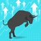 Bull market presents uptrend stock market concept