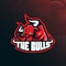 Bull mascot logo design vector with modern illustration concept style for badge, emblem and tshirt printing. angry bull