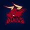 Bull mascot for sport teams. Bull, logo, symbol on a dark background.