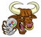 Bull Minotaur Longhorn Cow Gamer Mascot Cartoon