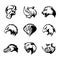 Bull, rhino, wolf, eagle, cobra, alligator, panther, boar head isolated vector logo concept set.