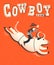 Bull riding.Vector American bull riding chempion on red background illustration