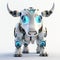 Bull robot, funny robotic animal isolated over white background. Created with generative Ai