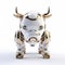 Bull robot, funny robotic animal isolated over white background. Created with generative Ai