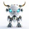 Bull robot, funny robotic animal isolated over white background. Created with generative Ai