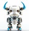 Bull robot, funny robotic animal isolated over white background. Created with generative Ai