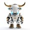 Bull robot, funny robotic animal isolated over white background. Created with generative Ai
