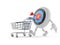 Bull`s eye character with shopping cart