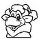Bull santa claus portrait christmas animal character cartoon coloring page