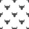 Bull seamless pattern white background. Bull head with horns vector illustration.