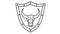 Bull, severe bull logo, outline version on the background of the shield