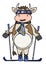 Bull skier skiing with mask and scarf. vector