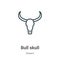 Bull skull outline vector icon. Thin line black bull skull icon, flat vector simple element illustration from editable wild west