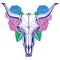 Bull skull and roses, graphic arts