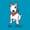 Bull Terrier dog wear red scarf cartoon illustration