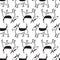 Bull terrier dogs seamless pattern. Background with pets character in doodle simple style. Vector illustration