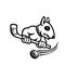 Bull Terrier With Ice Hockey Stick Mascot Black and White
