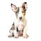 Bull terrier puppy. Stylized watercolour digital illustration of a cute dog with big brown eyes