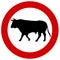 A bull in a traffic sign