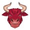 Bull. Vector illustration of an ox. Buffalo mascot. Aggressive muscle nowt. Spanish fighting bull
