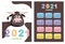 Bull, white bull calendar or A4 planner for 2021 with cartoon kawaii, bull or cow, New Year symbol ox