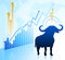 Bull on world market background