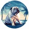 Bulldog Beach On The Moon Wall Sticker - Enigmatic Tropics Style