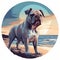 Bulldog Beach Portrait Painting With Strong Graphic Elements