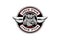 Bulldog head with metal wing vector logo template